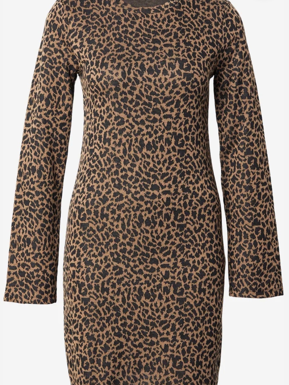 Vero Moda Long-Sleeve Leopard Print Bodycon Dress - Brown/Black